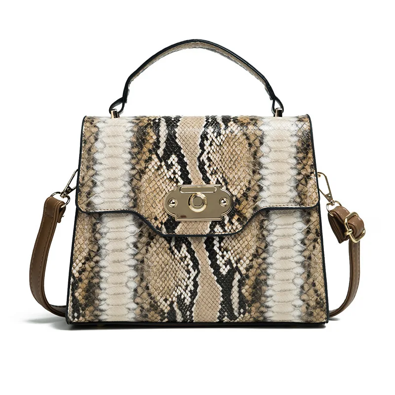 

Retro Serpentine Chain Round Crossbody Bags for Women Handbags Printed Small PU Leather Shoulder Bag Snake Messenger Bag