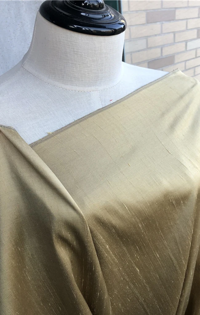 100cm*136cm Khaki Evening Dress Material Doupion Silk Fabric Quality Yarn Dyed | Дом и сад
