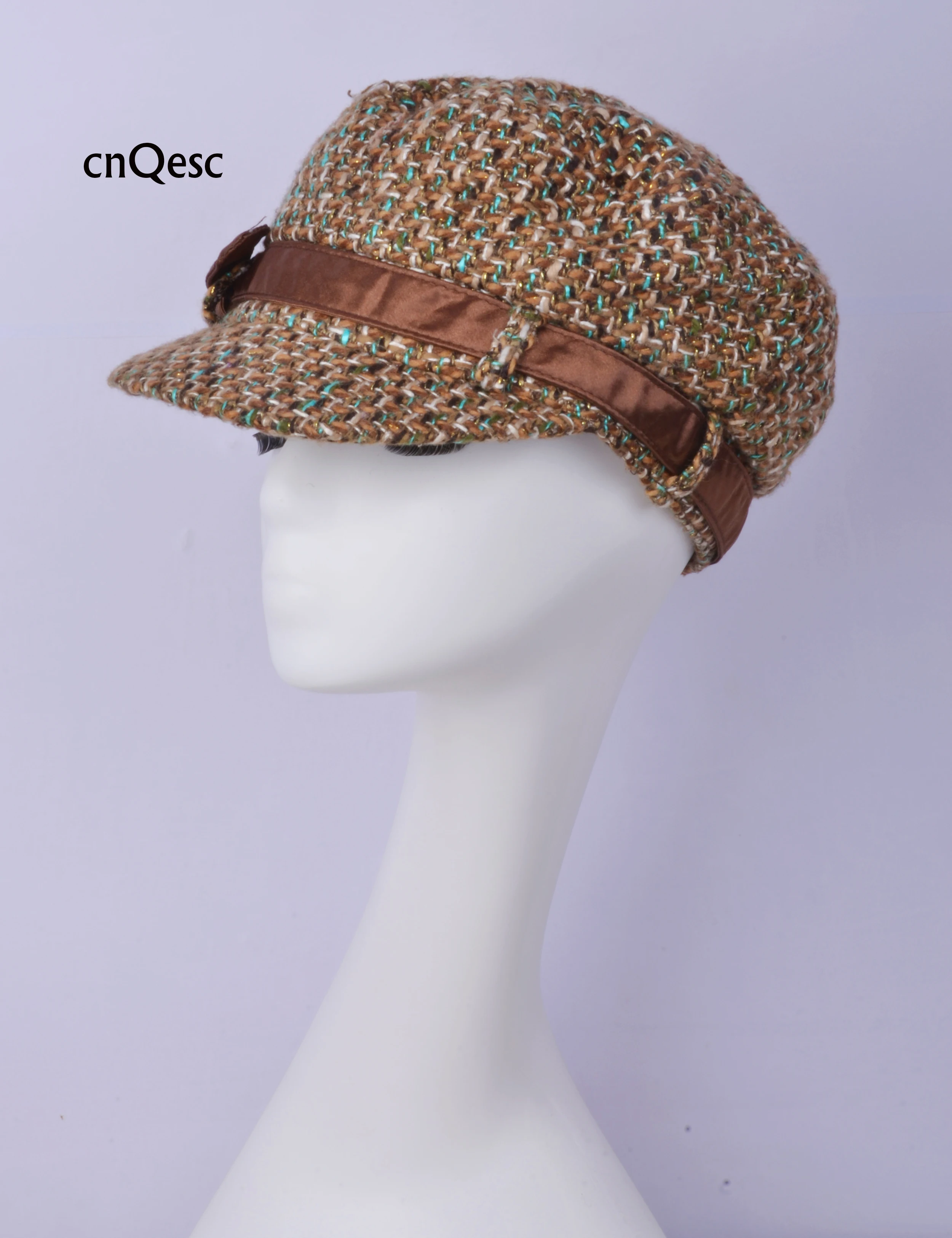 

2019 Coffee green Fashion Knitted Tweed hat newsboy caps Women winter hat Beret hat for Derby.