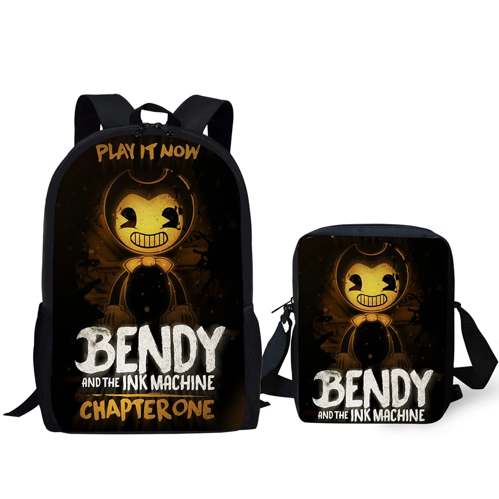 

2PCs/Set Children's Backpack Bendy and the Ink Machine Pattern School Bags Cartoon Design Teens Shoulder Book Bag Mochila