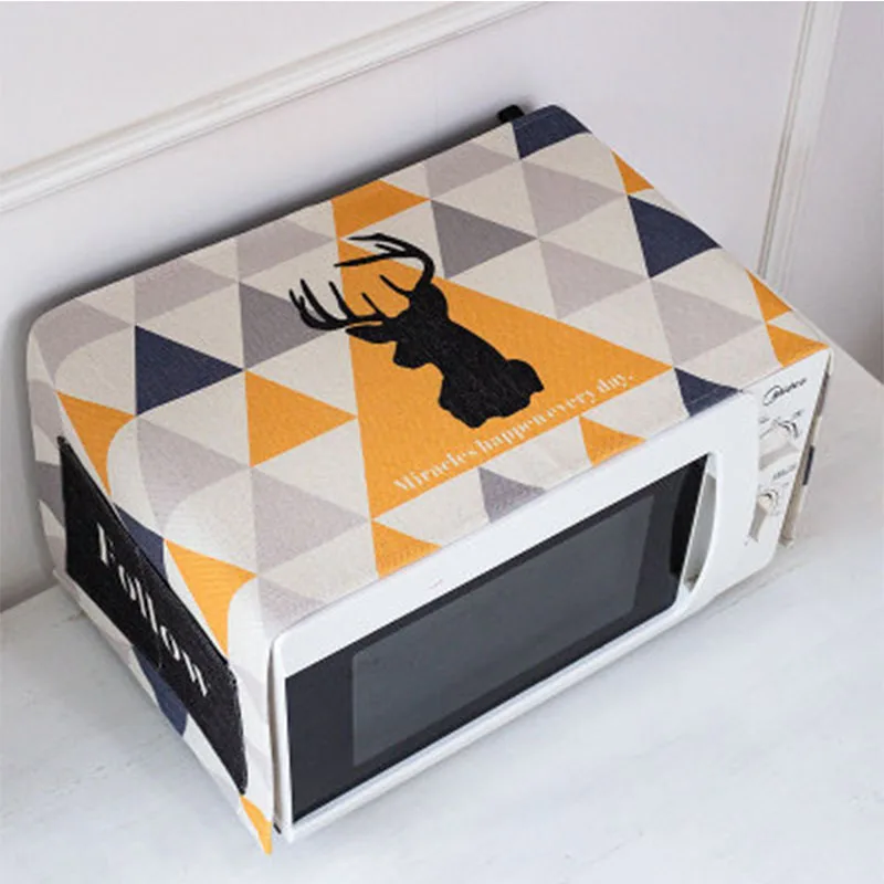 2 Simple Geometric Cotton and Linen Rectangular Microwave Cloth Cloth Fabric Dust Cover Oven Cover b - Цвет: 2