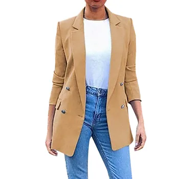 

Plus Size Autumn Fashion Office Lady Solid Color Long Sleeve Suit Jacket New Chic Female Outerwear Suit d1