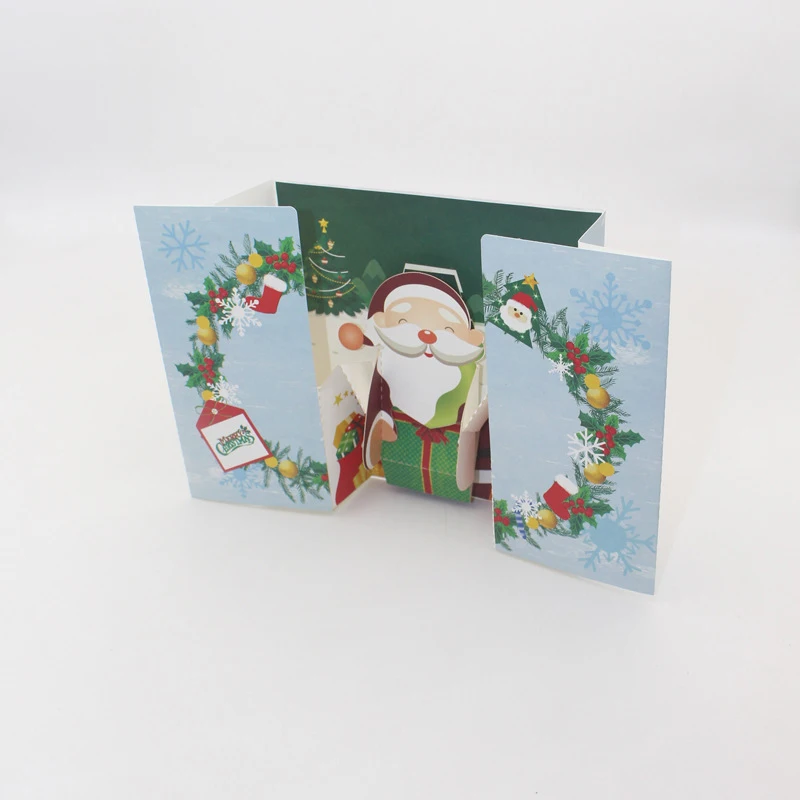  3D Handmade Xmas Rattan Circle Santa Claus Paper Invitation Greeting Cards PostCard Merry Christmas - 4.00031E+12