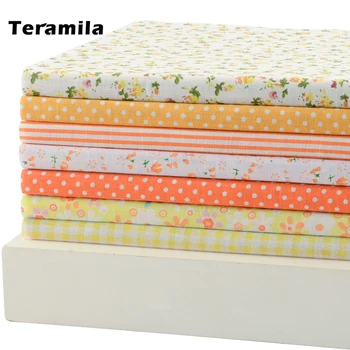 

7pcs Yellow fat quarter bundle 100% Cotton Fabric telas patchwork tilda shabby chic fabric quilting 50cmx50cm
