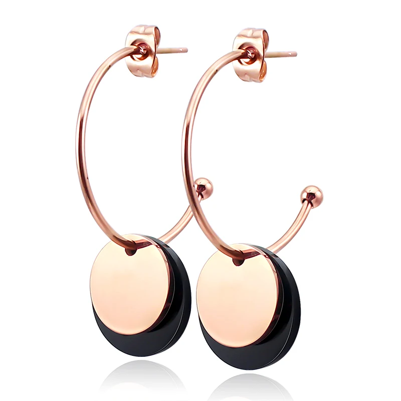 Серьги-кольца из нержавеющей стали 316L, круглые серьги, 4 цвета, женские серьги для влюбленных пар, свадебные вечерние ювелирные изделия