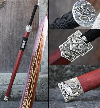 

Handmade Chinese KungFu Dao Sword WuShu Han Jian Saber Red 1090 High Carbon Steel Sharp Home Decoration Collection Knife Swords