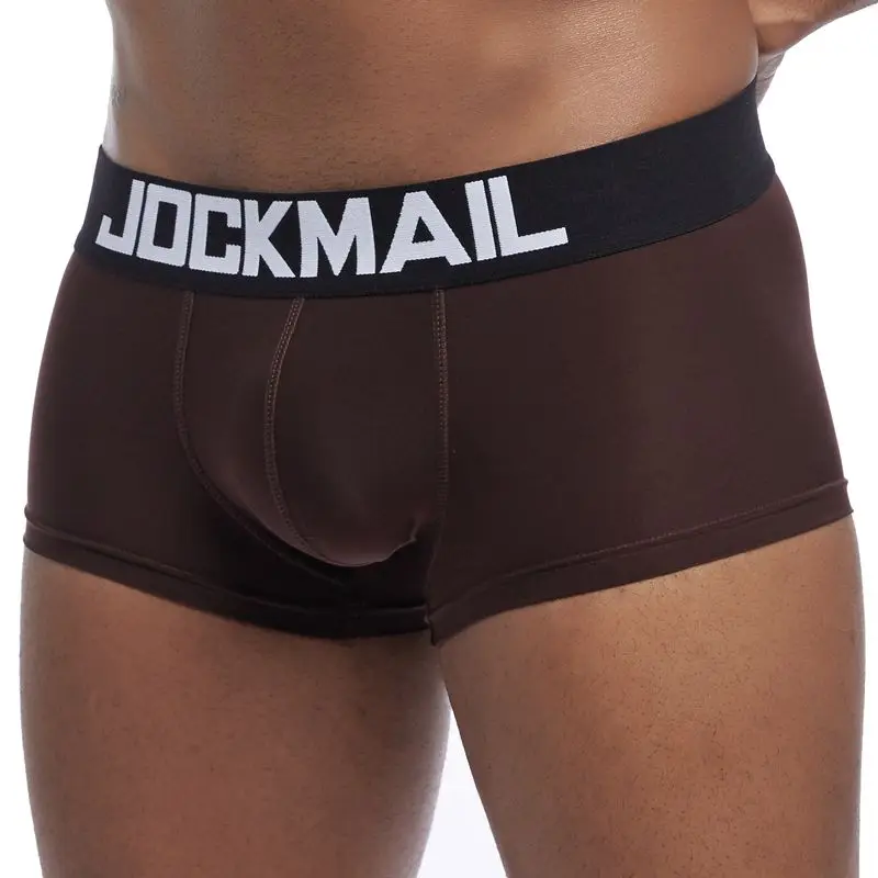 JOCKMAIL, боксеры, мужское нижнее белье, мужские сексуальные дышащие трусы, шелк льда, удобное Мужское нижнее белье, шорты, мужские трусы - Цвет: Ice silk brown