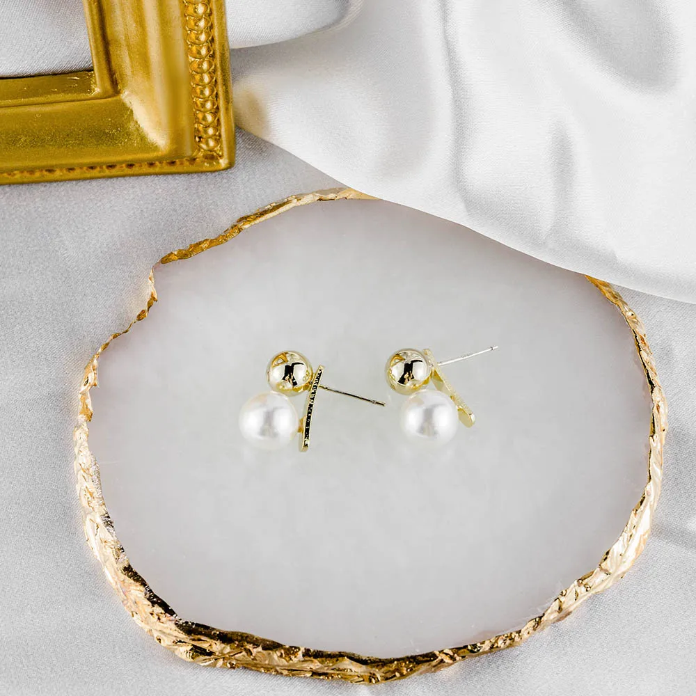 INKDEW Korea Design Metal Gold Drop Earrings Baroque Irregular Circle Square Natural Freshwater Pearl Earrings for Women Girls - Окраска металла: 29