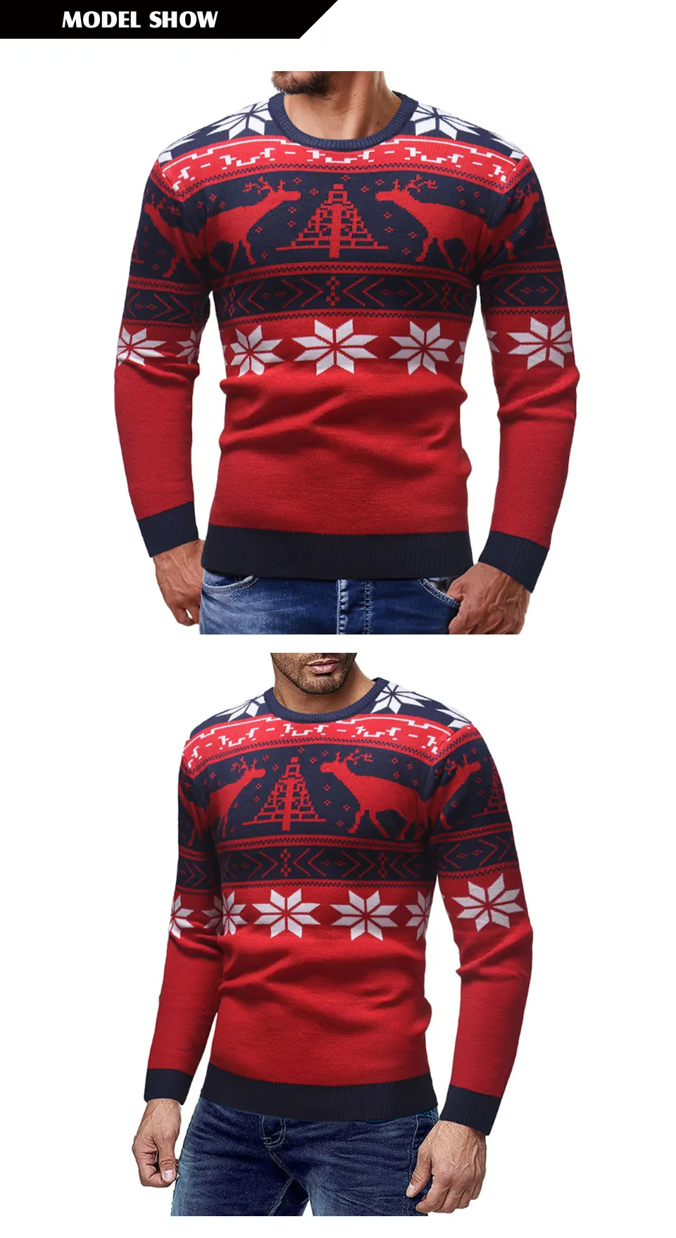 Брендовый мужской свитер, Рождественский осенне-зимний теплый пуловер ...