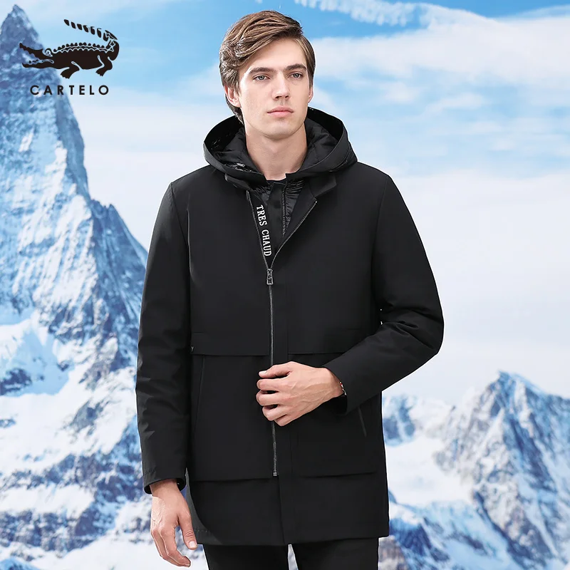 

Men's White Duck Down Jacket Winter Liner Detachable Hooded Down Coat Selected Feather Clothing with Hat for Men 9761 New 2019