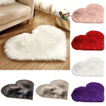 

Heart Shaped Fluffy Rug Shaggy Floor Soft Mat Home Bedroom Faux Fur Carpet Decors Accessories