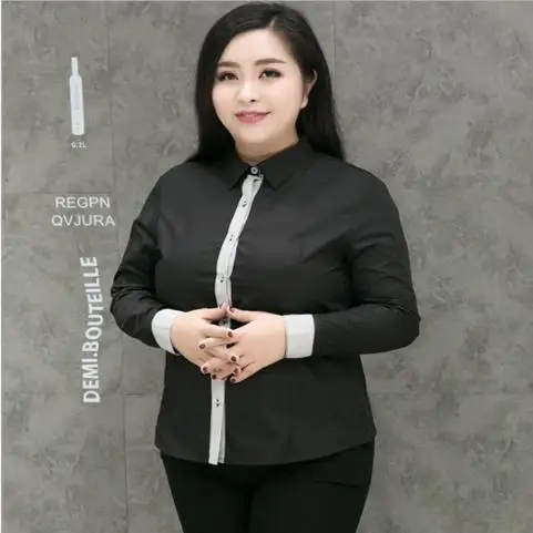 black long sleeve Большие женские блузки рубашки Женская офисная одежда рубашка с отложным воротником и длинным рукавом Женская рабочая одежда официальная блузка Топ M293 - Цвет: black long sleeve