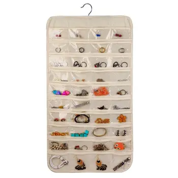 

Non-woven Foldable 80 Pockets Double Sided Hanging Jewelry Display Organizer Storage Bag Ring Necklace Bracelet Pouch
