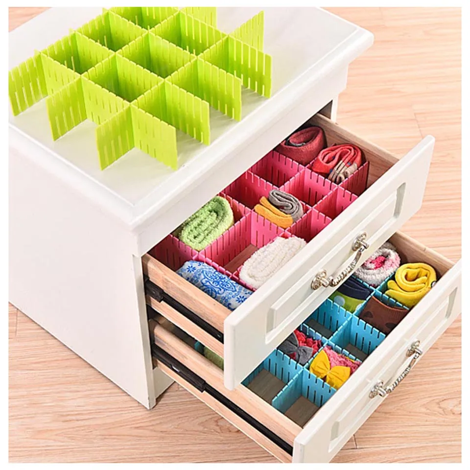

Storage Drawer Organizer 4 Pcs/Set Plastic Home Closet Underwear Bra Jewelry Sundries Adjustable Drawer Board Storage Box