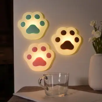 

USB Charging Colorful Atmosphere Lamps Portable 3 Modes Dimmable Lamp Room Bed Bedside Cat Paw Shaped Touch Night Light