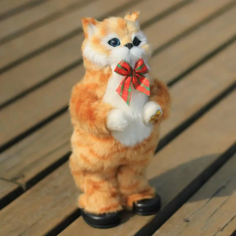 1 шт. милый игрушечный Кот Электрический желтый кот Поющий и танцующий Кот кукла подарок Детские интерактивные игрушки/30 см - Цвет: Цвет: желтый
