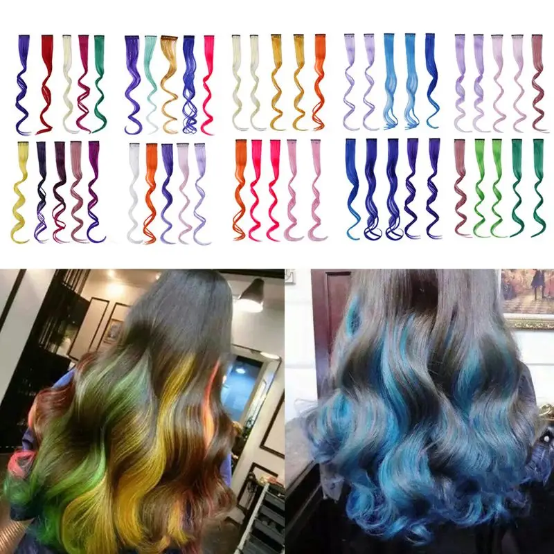 Женские длинные волнистые синтетические волосы на заколках 10 шт. 20 дюймов