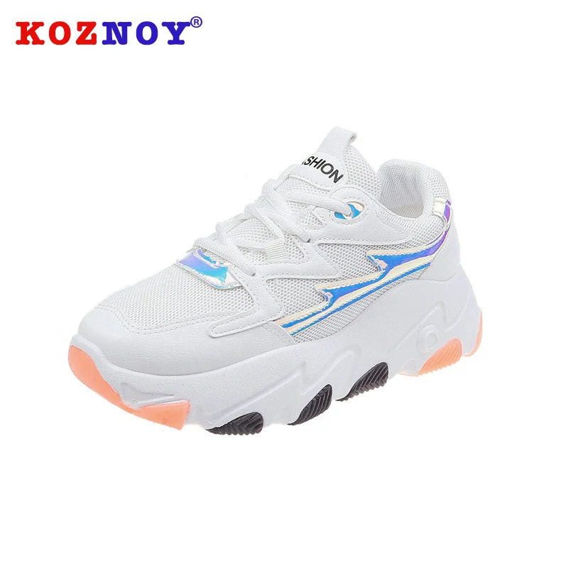 

Koznoy Korean Version Small White Shoes Spring Dropshipping Thick Bottom Students Flat Bottom Fashion Breathable Women Shoes