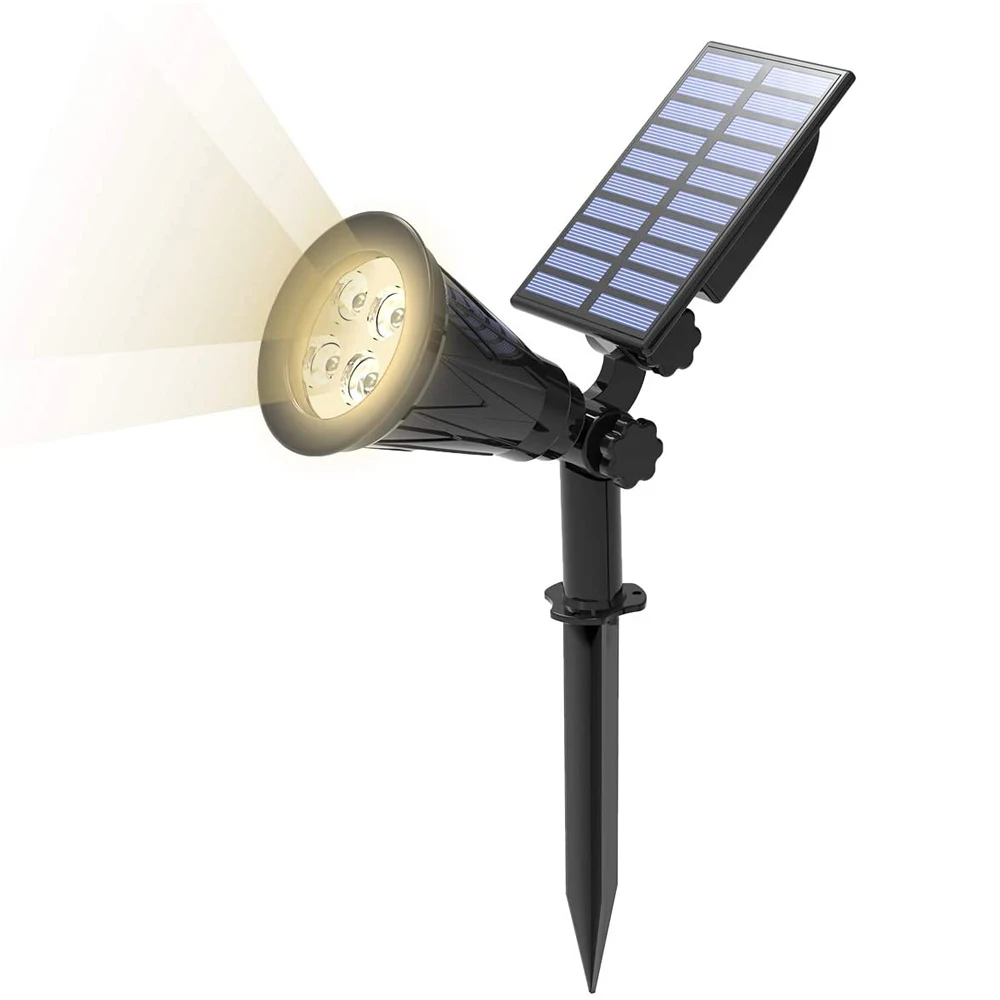 solar motion lights T-SUNRISE Solar Powered 4/7 LED Lamp Adjustable Solar Spotlight In-Ground IP65 Waterproof Landscape Wall Light Outdoor Lighting solar fence post lights Solar Lamps