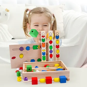 

kid Children Educational Toys Wooden Colorful Shape Stick Beading Toys Gifts Children's Toy Parent-Child Interaction Games