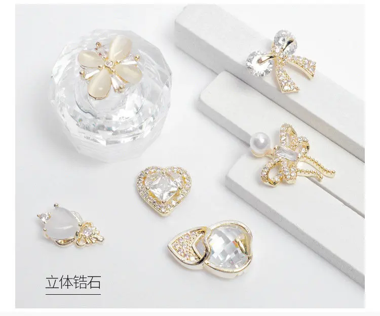 10 teile/los 3D Liebe Blume Zirkon Kristalle Metall Legierung Strass Schmuck Nail art Dekorationen Nägel Zubehör Charms Liefert – Detail 7