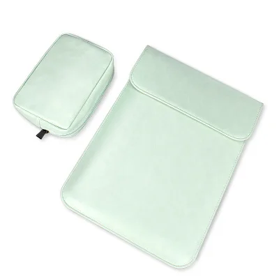 Модная кожаная сумка для ноутбука, водонепроницаемые сумки для Macbook Air 13 Touch ID A1932 чехол Pro 11 12 15 Touch Bar - Цвет: PU green sets