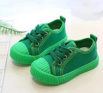 

Boys Canvas Shoes Sneakers Girls Tennis Shoes Lace-up Kids Footwear Toddler Bright Yellow Chaussure Zapato Casual SandQ Baby New