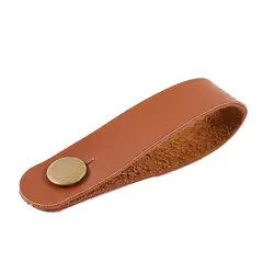 Leather Guitar Strap with Headstock Button Lock and Metal Fastener (Brown)