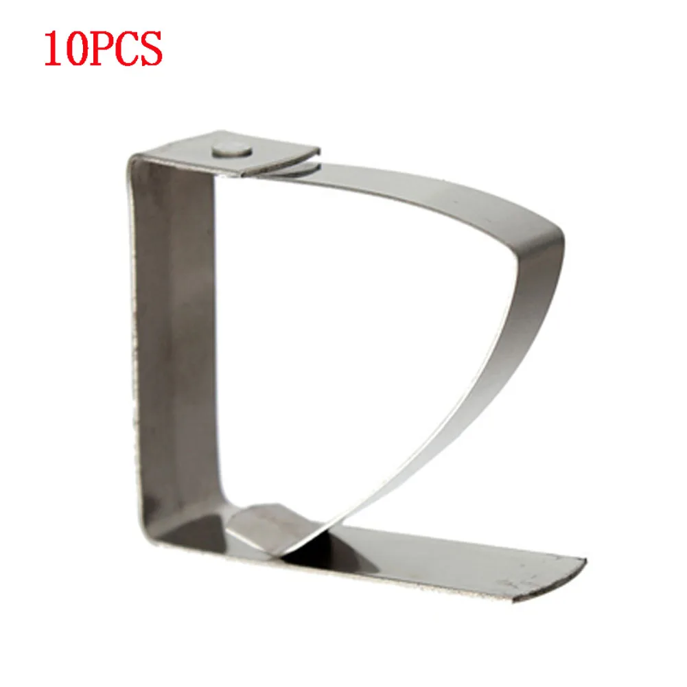 10pcs Adjustable Party Picnic Camping Practical Stainless Steel Holders Silver Clamps Resists Rust