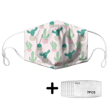 

Students Protective Mask Filter with PM2.5 Cartoon Cactus Pattern Ladies Dust-proof Face Mask for Teen Girls Tapabocas Kawaii