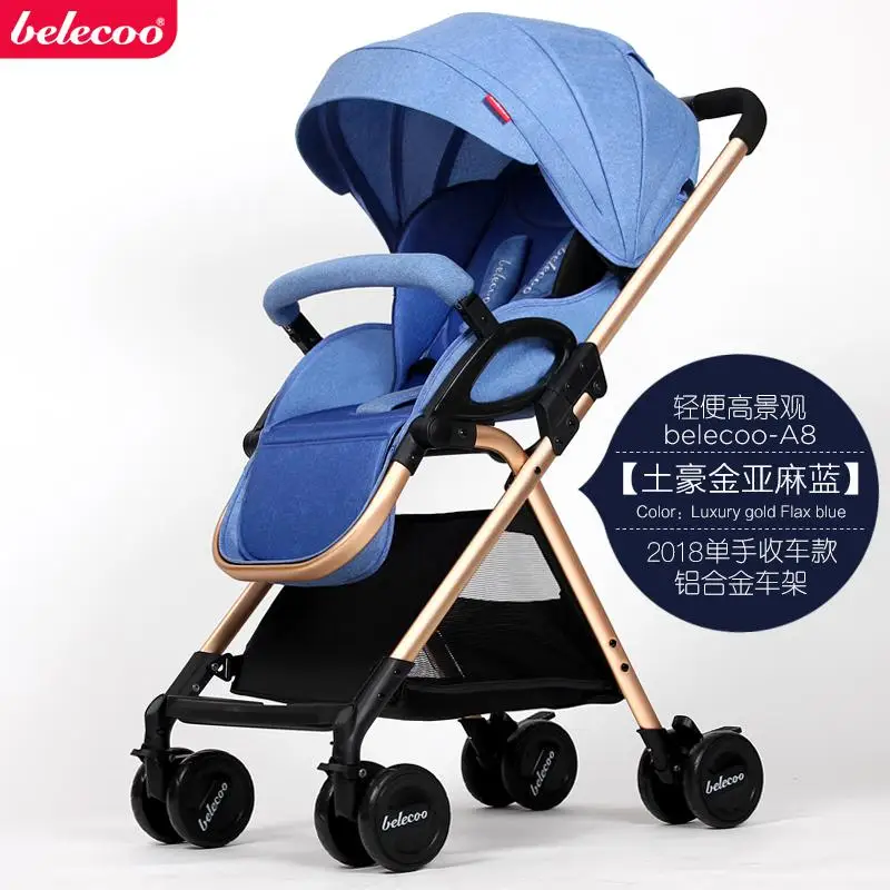 blue Коляска с высоким пейзажем может сидеть и лежать на лежачем амортизаторе 5,8 Кг может быть на самолете легкая детская коляска - Цвет: blue