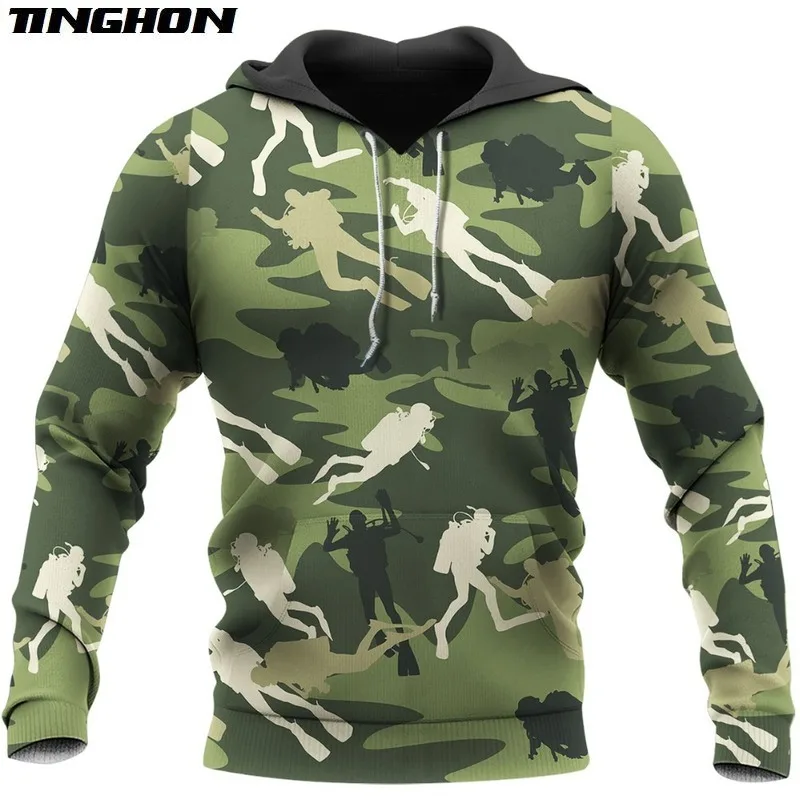 Модные мужские толстовки с 3D-принтом для подводного плавания художественная