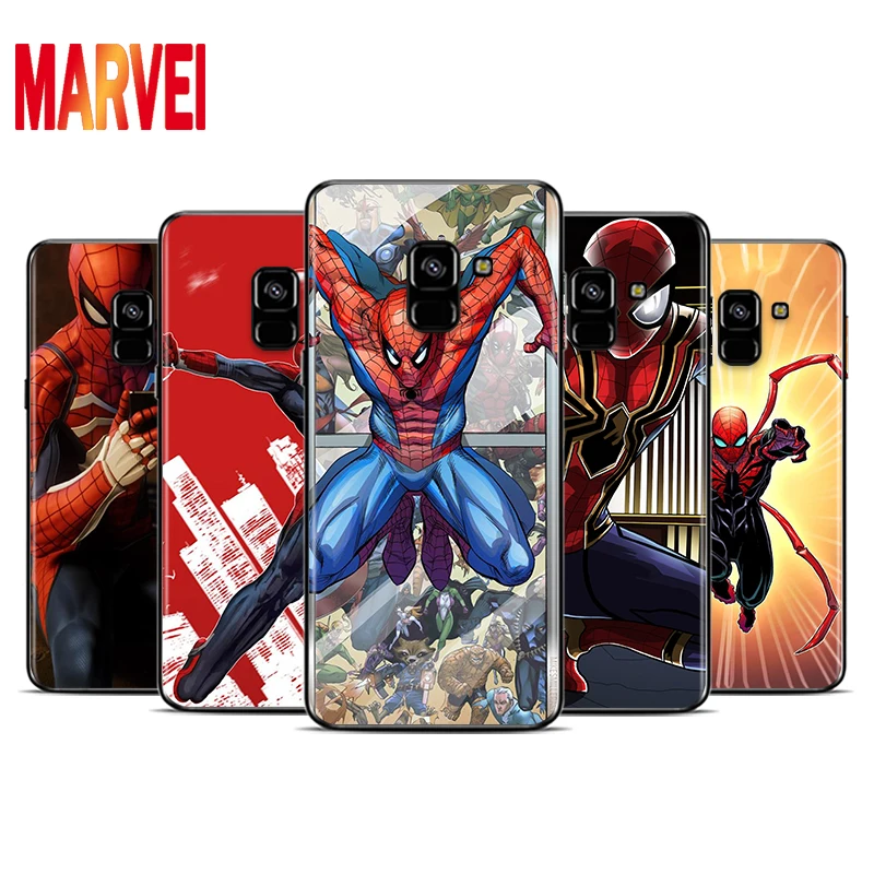 Marvel hero SpiderMan Art Soft TPU For Samsung Galaxy A8 A9 A7 A750 A6 A5 A3 A6S A8S Star Plus 2016 2017 2018 Black Phone Case | Мобильные