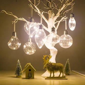 

HLZS-Christmas Bulb Simulation Bulb Christmas Tree Lighting Pendant Pet Shaped Filament Christmas Ball Hanging on Xmas Tree Deco