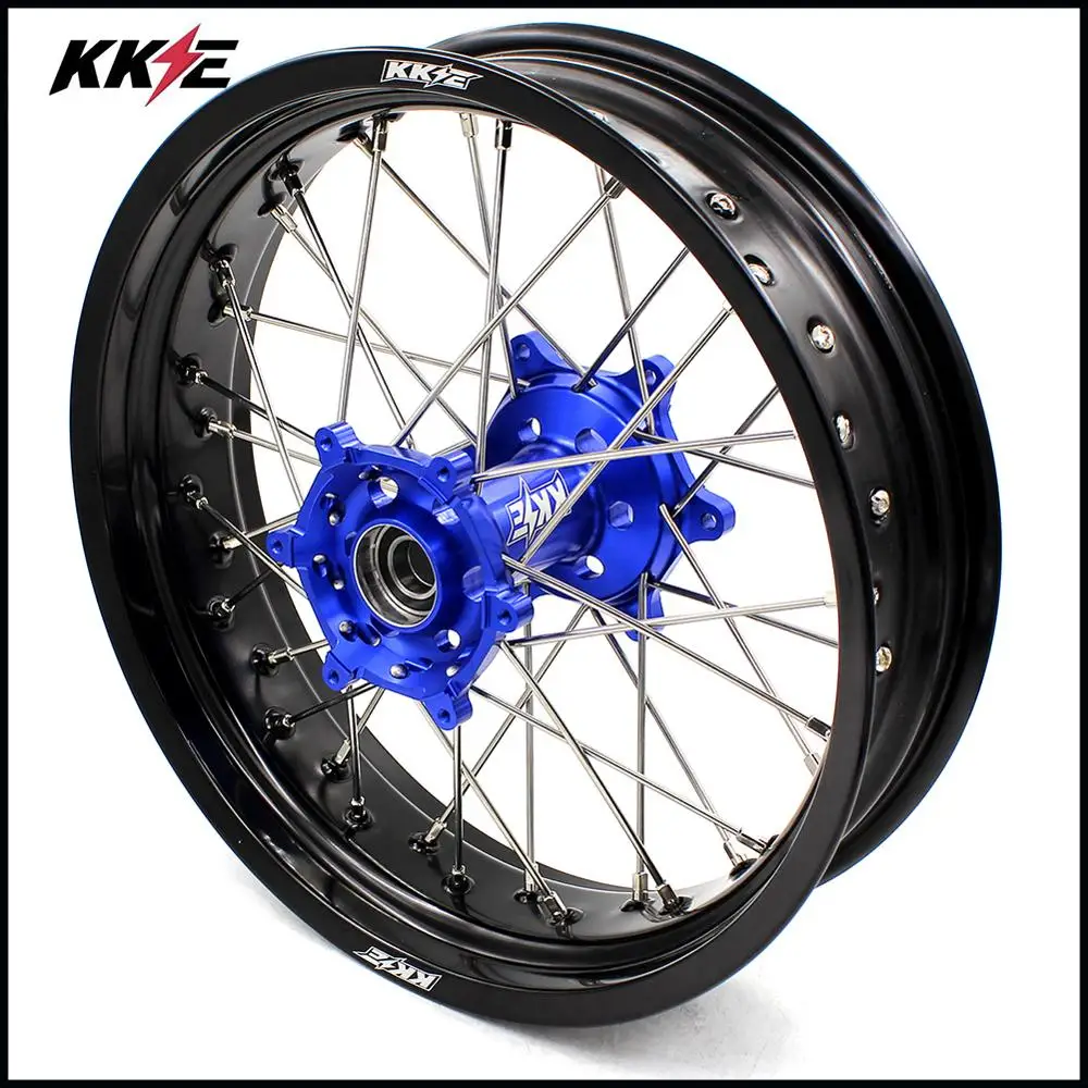 KKE Передние 3,5 и задние 4,25 колеса Набор для YAMAHA WR250X 08-11 Supermoto Motard Диски Синяя втулка