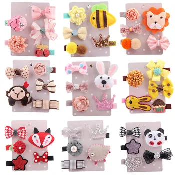 

Hot Sale 5 PCS Kids Infant Lovely Cute Fashion Hairpin Baby Girl Cartoon Animal Motifs Clip Set Beautiful Hair Accessories