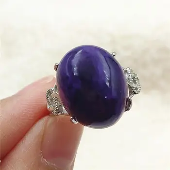 

17x13mm Natural Purple Charoite Adjustable Ring Gemstone From Russia 925 Sterling Silver Fashion Ring AAAAAA