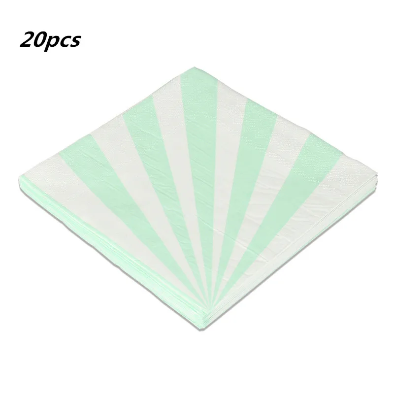 20pcs napkin 20 шт./партия бумажные салфетки в зеленую и желтую полоску на свадьбу для мальчиков и девочек на день рождения, вечерние подарочные украшения - Цвет: 20pcs napkin