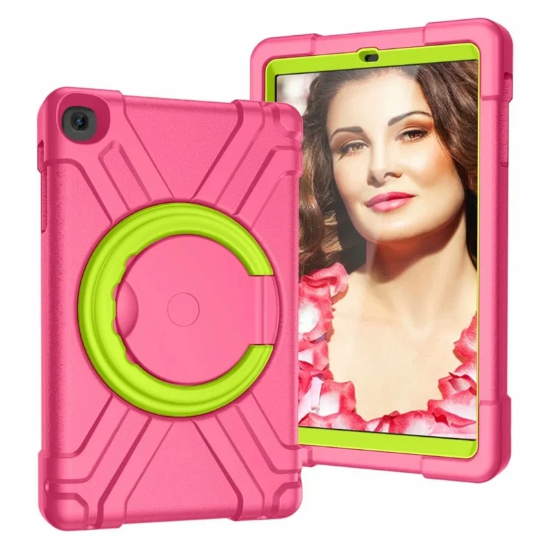 Hotpink and Green Чехол для Samsung Galaxy Tab A 10," SM-T510 SM-T515 чехол 360 Вращающийся ударопрочный Прочный силиконовый чехол-подставка - Цвет: Hotpink and Green