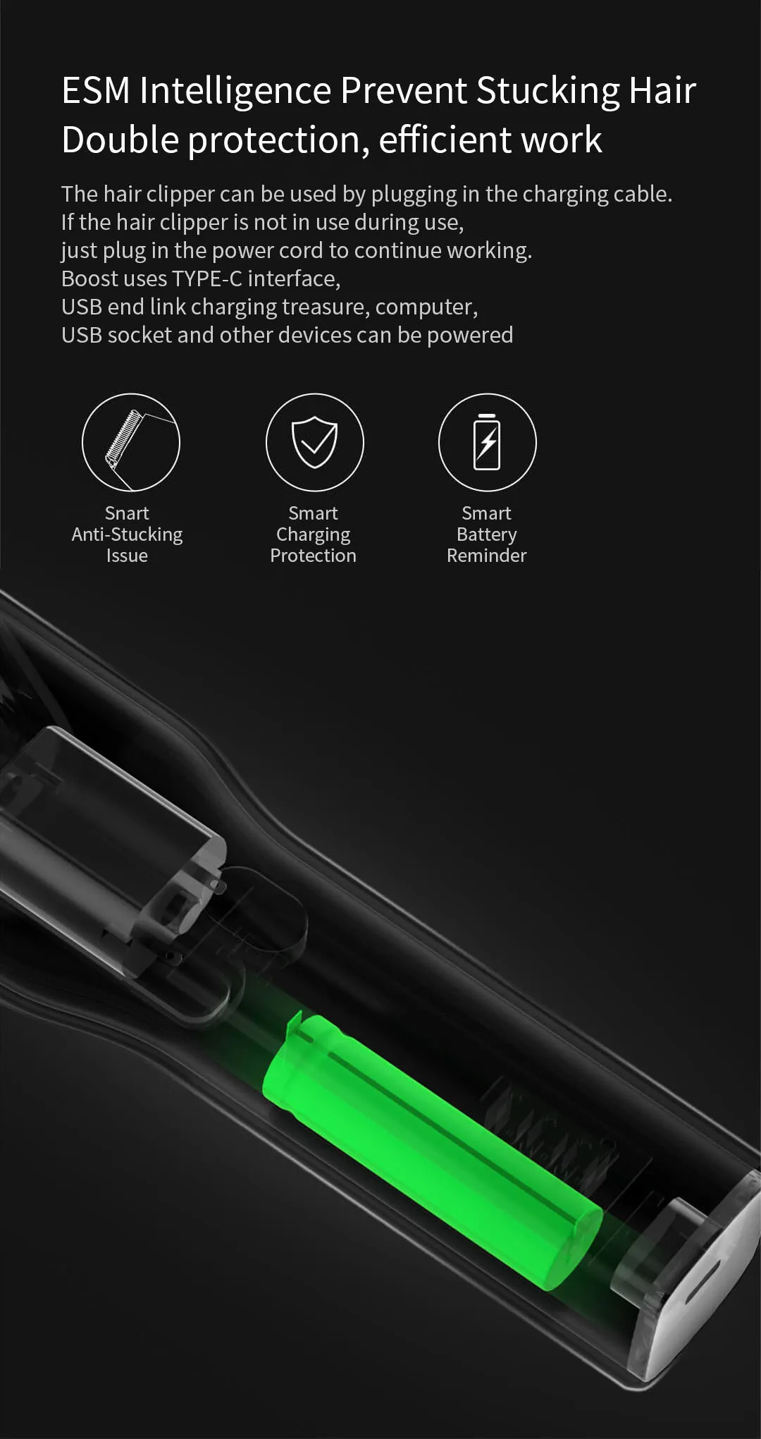 Xiaomi ENCHEN Boost USB электрическая машинка для стрижки волос двухскоростная керамическая машинка для стрижки волос быстрая зарядка триммер для волос детская машинка для стрижки волос