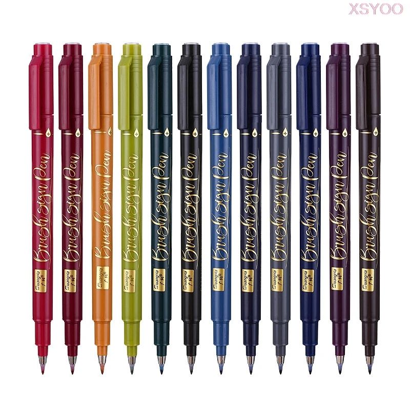 

0.7MM 1.0MM 2.0MM 12Colors Calligraphy Brush Pen Set Micron Needle Art Markers Pen forDrawing Design Hand lettering Stationery