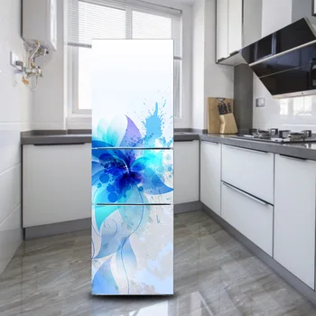 

3D Flowers Pattern Fridge Stickers PVC Refrigerator Door Self-adhesive Removable Wall Stickers Decor Home Kitchen DIY Decoration
