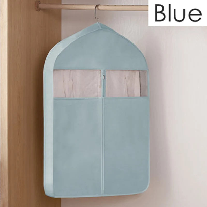 Blue 60x128cm Нетканый чехол для одежды для защиты от пыли для подвешивания прозрачный для одежды сумка Домашний Органайзер для шкафа, гардероба чехлы для одежды - Цвет: Blue 60x128cm