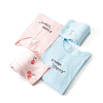 

2Pcs/Set Spring Summer Pregnancy Maternity Sleepwear Modal Nursing Pregnant Pajamas Breastfeeding Adjustable Pants