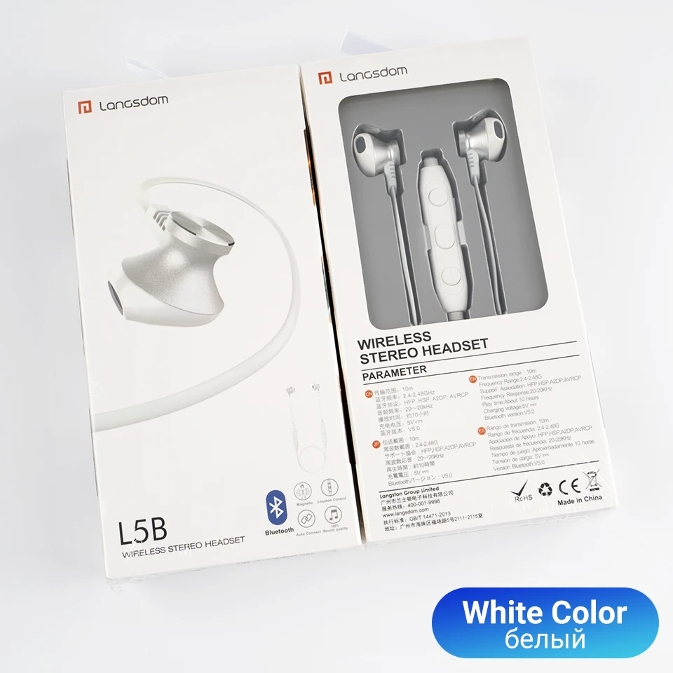 White Langsdom L5B/L5Pro, Bluetooth наушники с микрофоном, беспроводные наушники, Bluetooth наушники, полувкладыши, спортивные, fone de ouvido, bluetooth - Цвет: White