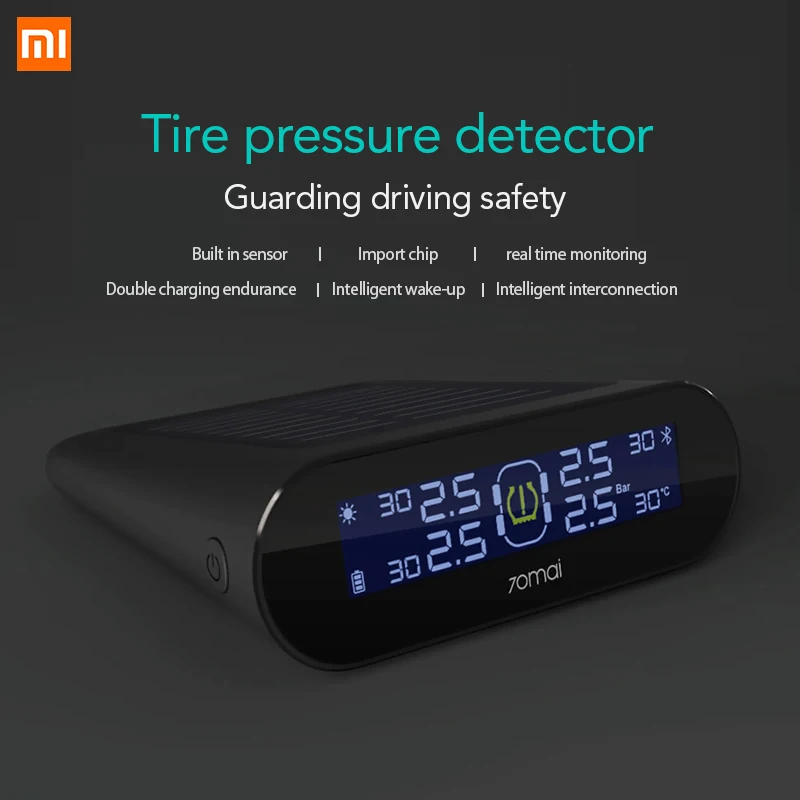 Xiaomi 70mai английское приложение Тестер давления в шинах монитор солнечной энергии 4 встроенных inTPMS система датчиков сигнализации с автомобильным Калибр датчик