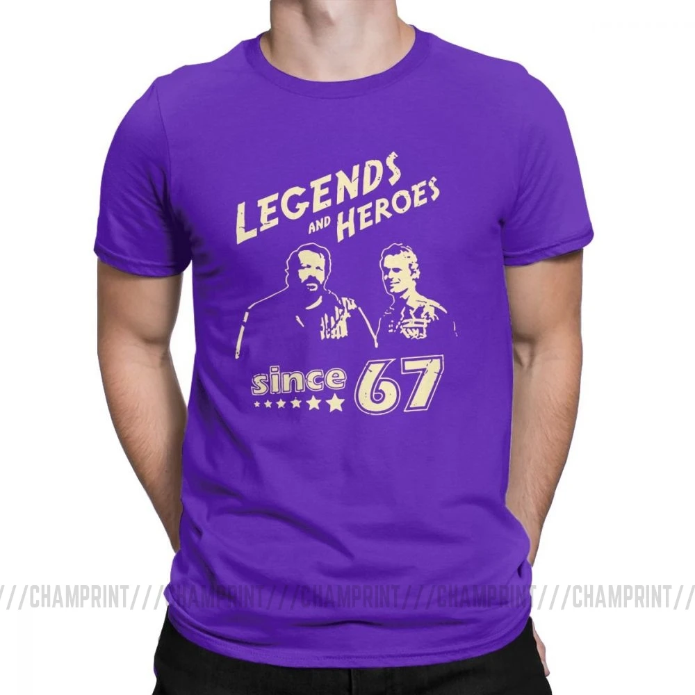 Мужские футболки Bud Spencer Legends And Hero Since 67, новинка, Теренс Хилл, топы с короткими рукавами и круглым вырезом, хлопковая футболка, идея подарка, футболка - Цвет: Фиолетовый