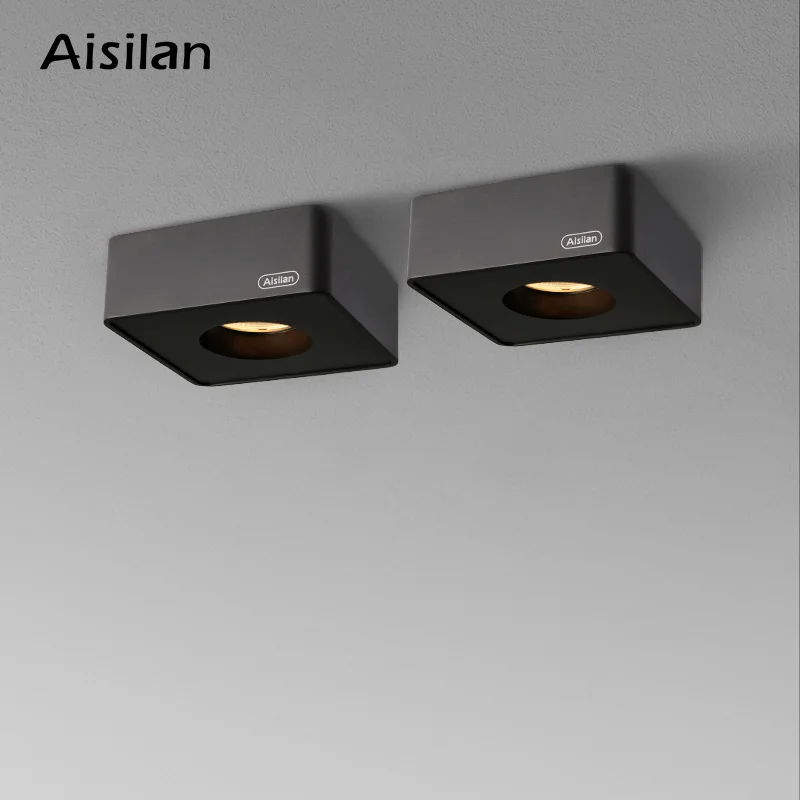 

Aisilan LED Square Downlight Ultra-thin Surface Mounted 12W CRI97 Ceiling Spot Light Recessed Lamp for Living room Bedroom