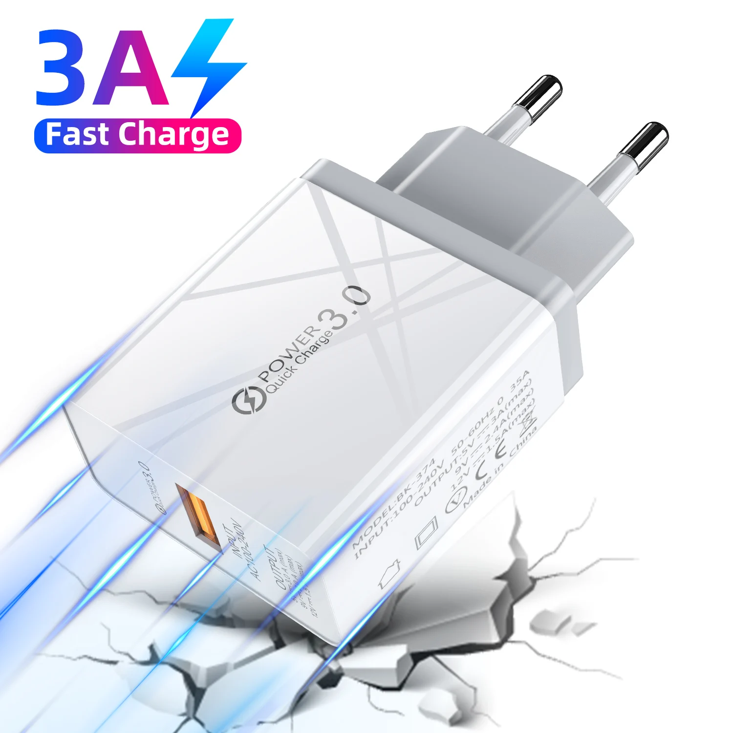 GTWIN Quick Charge 3,0 18 Вт QC 3,0 быстрое зарядное устройство USB портативное зарядное устройство для мобильного телефона iPhone 11 samsung Xiaomi huawei - Тип штекера: EU White