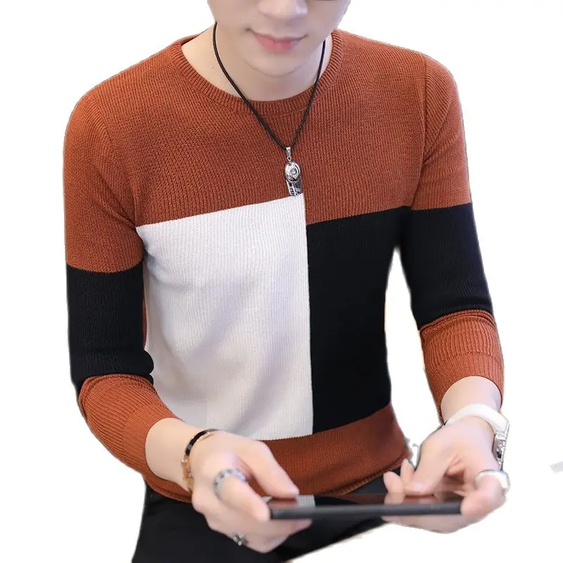 

2020 new round neck sweater long sleeve sweater men's fashion bottom shirt